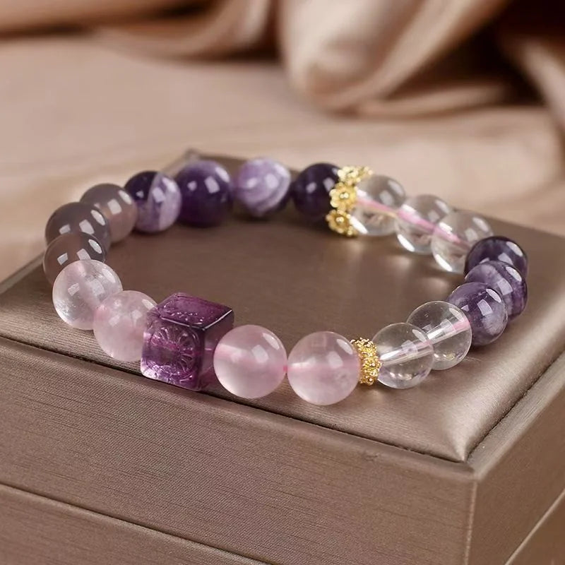 Cube Amethyst Bracelet｜Tibetan Magic Cube · Artisan-Cut Energy Sugar