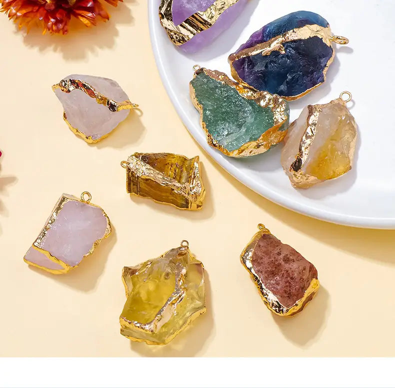 Raw Crystal Pendant | Handcrafted Hammered Edging &amp; Uncut Stone Design Nature’s Energy Encased in Metal