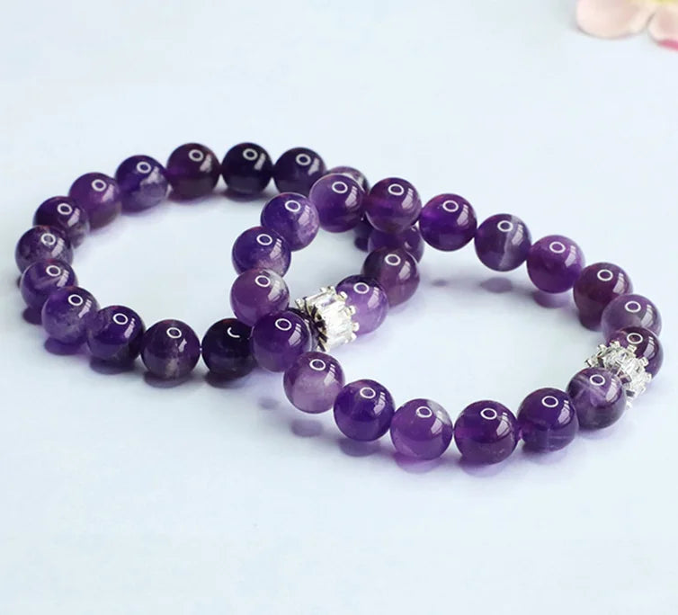 Amethyst & Zircon Bracelet｜Himalayan Starlight · Tibetan Energy Guardian