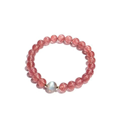 Strawberry Quartz Bracelet | Accented withLabradorite · Tibetan Artisan Craftsmanship