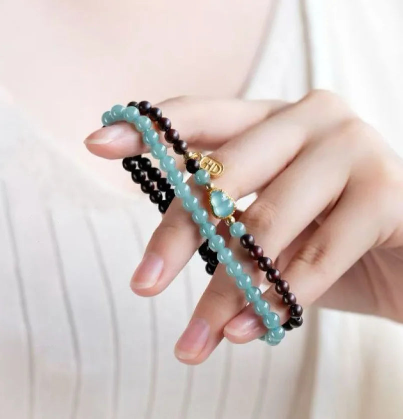 Sacred Wood & Lake Quartz Mala