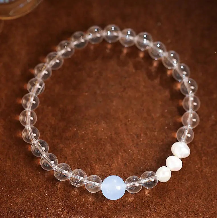 Clear Quartz & Blue Quartz Bracelet