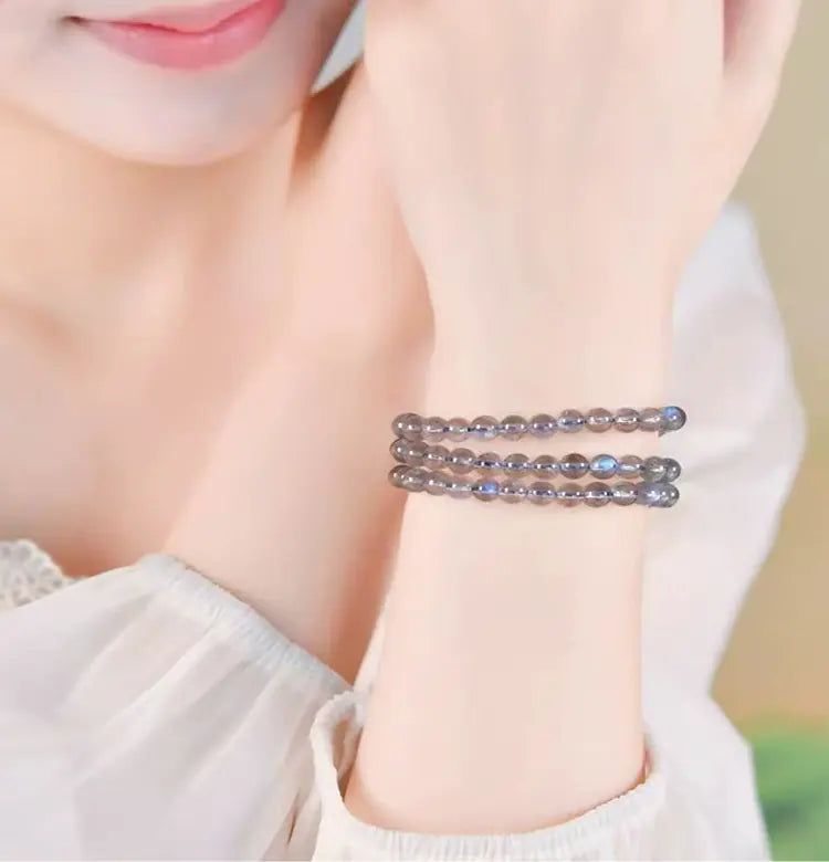 Multi-Layer Bracelet｜Silver-Gray Labradorite • Himalayan Glow