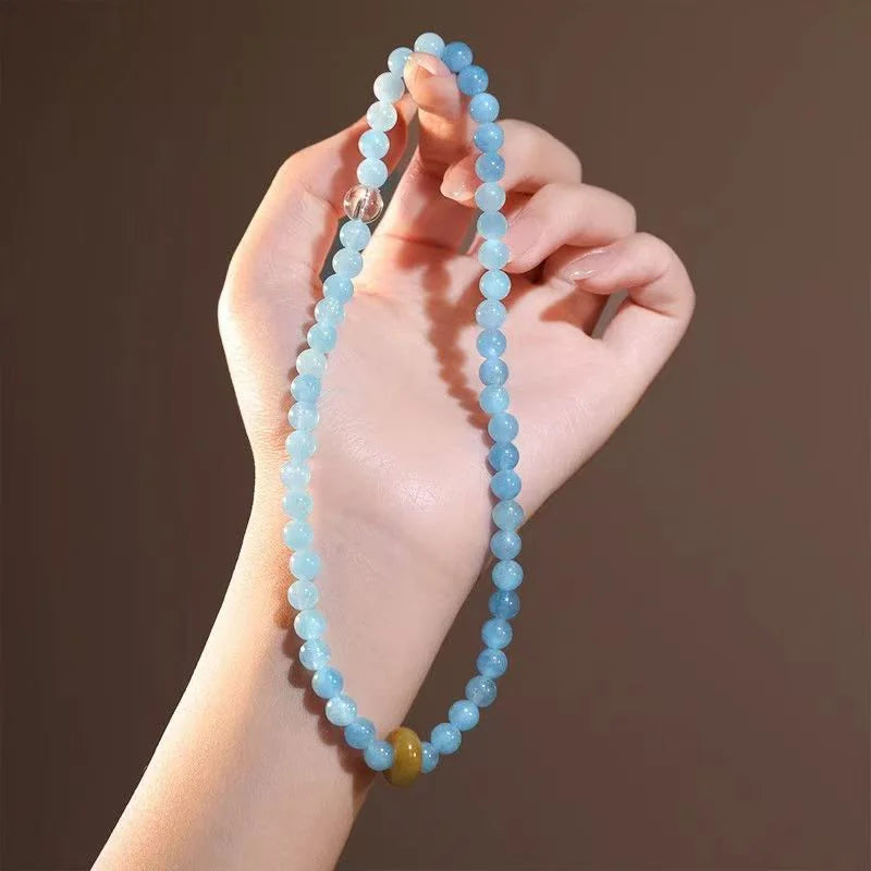 Himalayan Tides｜Aquamarine & Clear Quartz Dual-Strand Bracelet