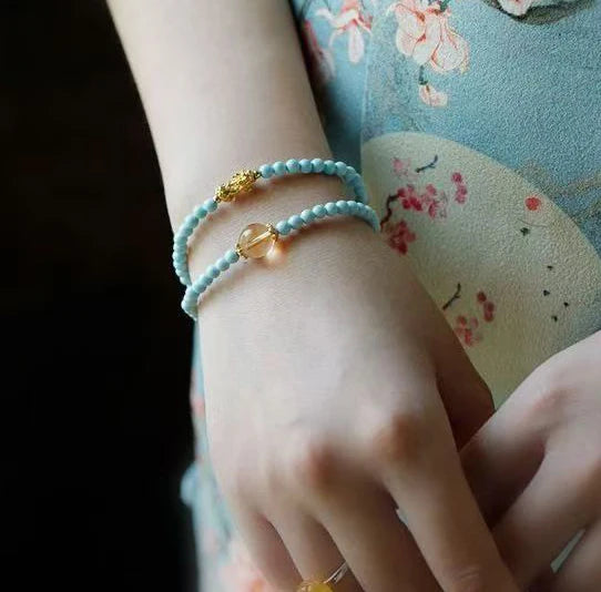 Turquoise Double Wrap｜Coiled Dragon · Citrine Energy