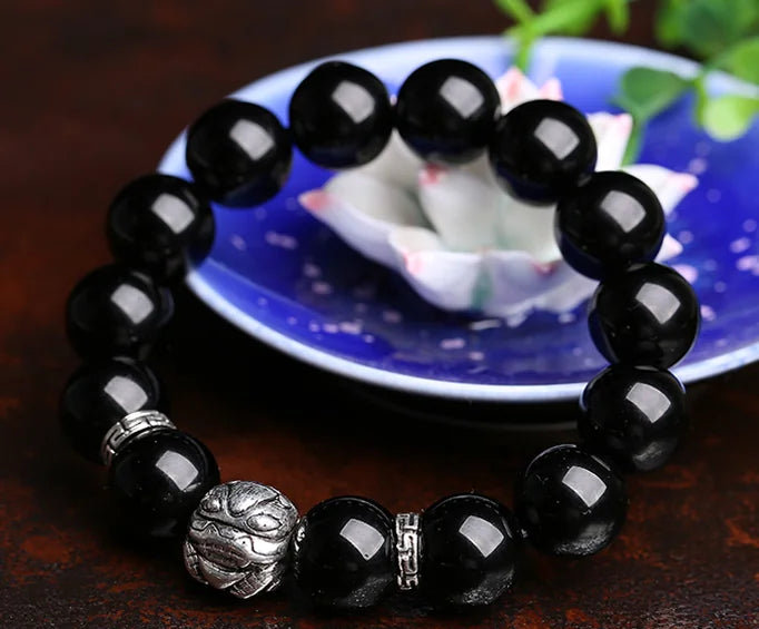 Obsidian Pi Xiu Bracelet｜Trinity Guardianship·Volcanic Soul
