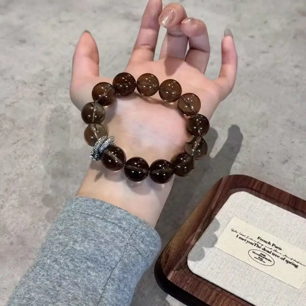 Single-Layer Bracelet｜Smoky Quartz Mist · Serpentine Moon——2025 Limited Edition Wrist Guardian