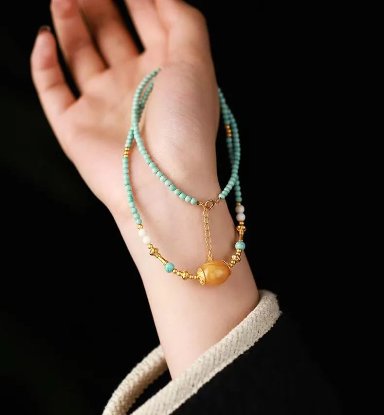 Turquoise Multi - Wrap Bracelet｜Golden Amber Glow·Healing Embrace