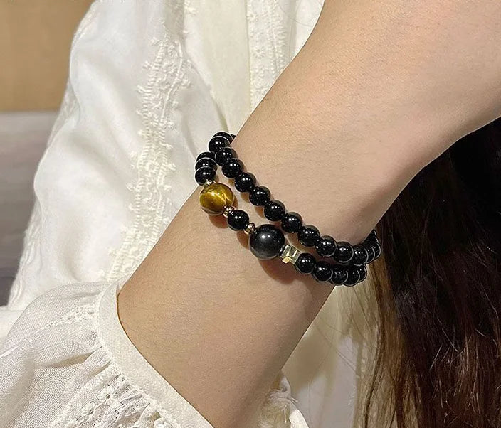 Obsidian Tiger Eye Double Strand｜Highland Craft · Stone Duet