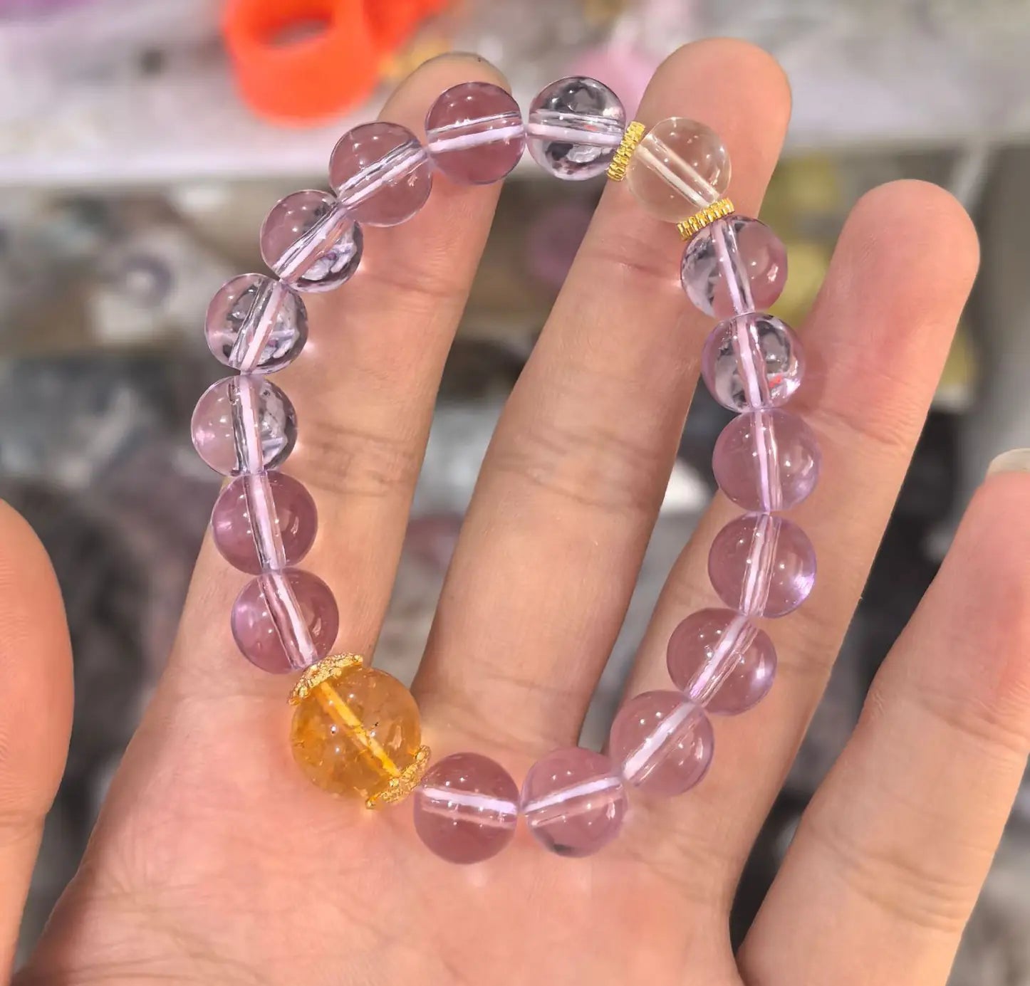 Purple Star River｜Amethyst·Citrine·Clear Quartz Trio Energy Bracelet