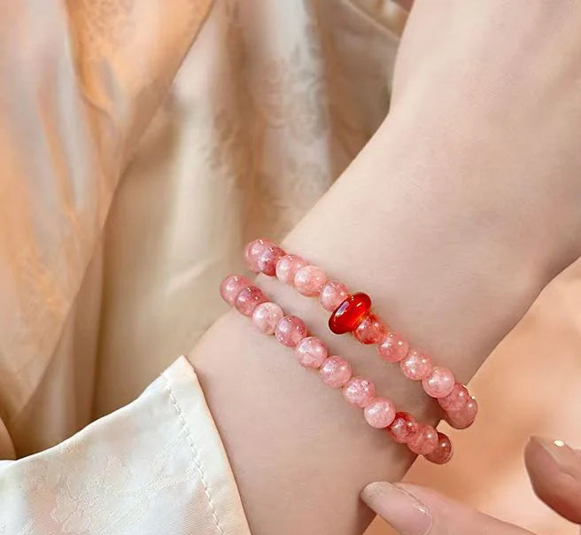 Tibetan Rose Light｜Pink Quartz Dual-Strand Bracelet