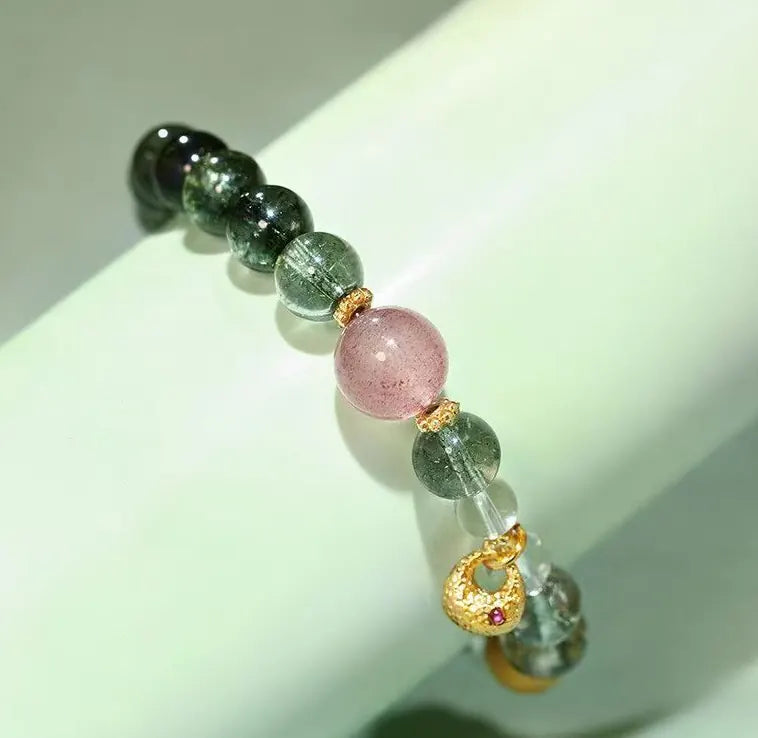 Green Aventurine &amp; Strawberry Quartz Beads｜Prosperous Spirit · Tender Synergy  Pure Design