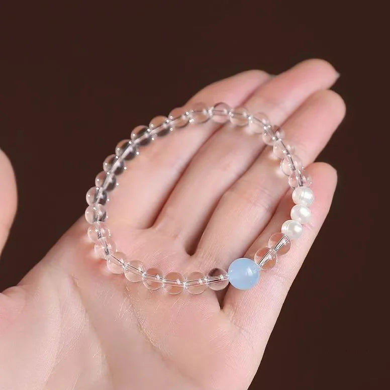 Clear Quartz & Blue Quartz Bracelet