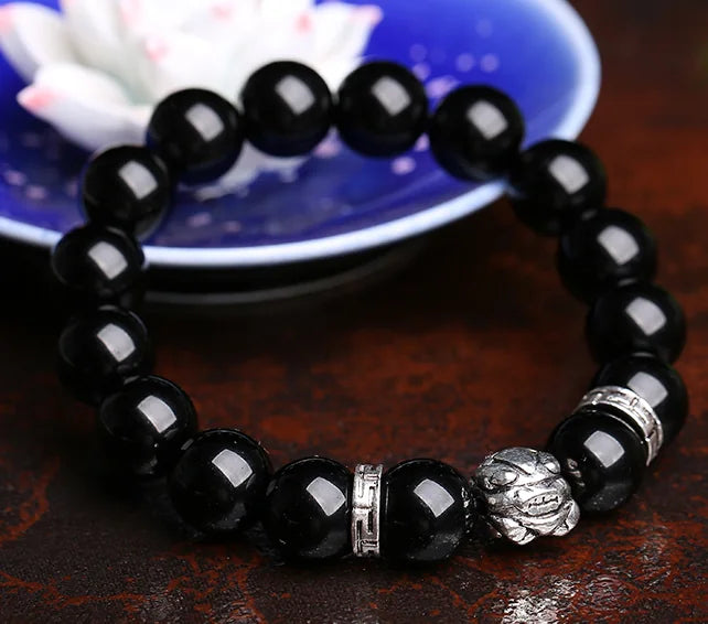 Obsidian Pi Xiu Bracelet｜Trinity Guardianship·Volcanic Soul
