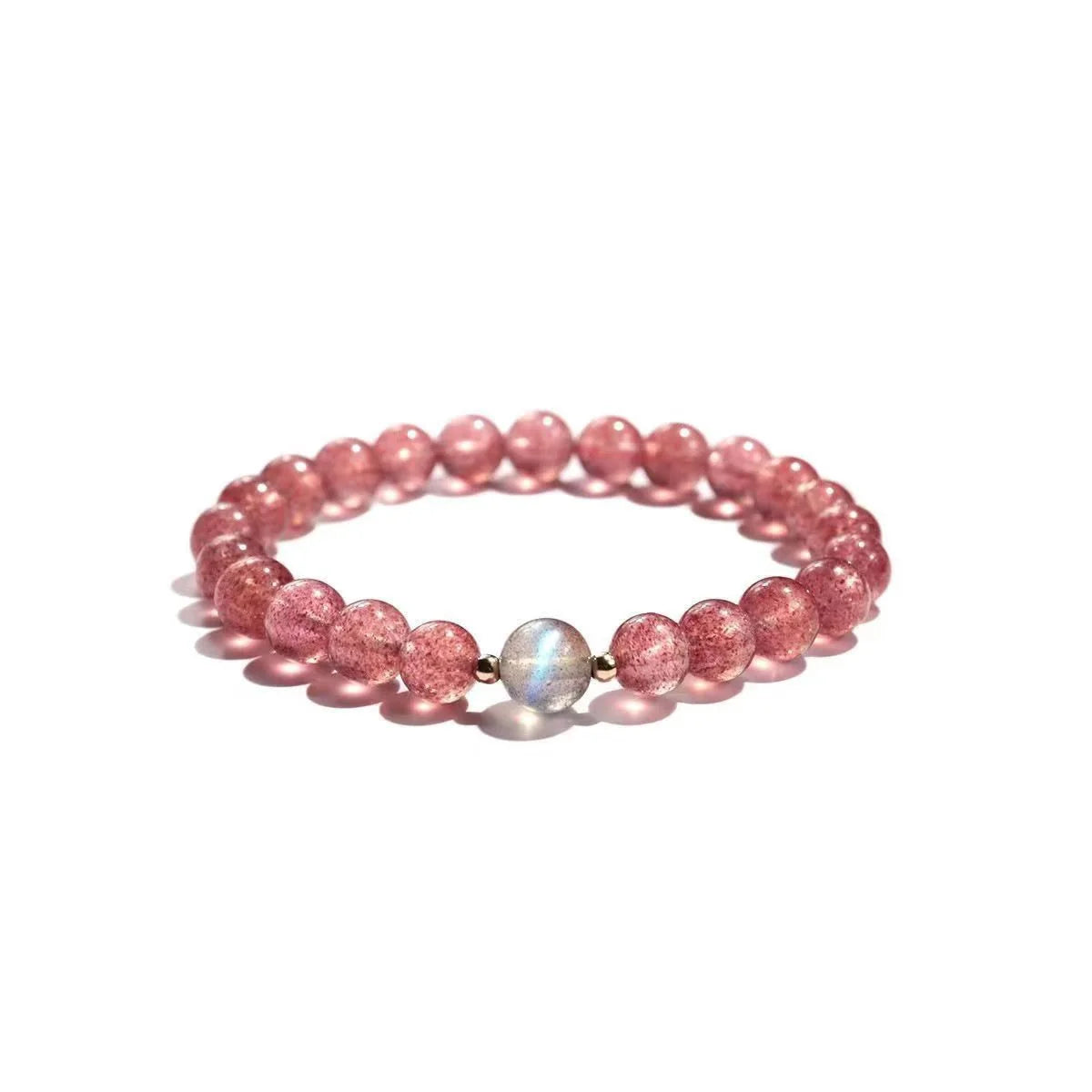 Strawberry Quartz Bracelet | Accented withLabradorite · Tibetan Artisan Craftsmanship