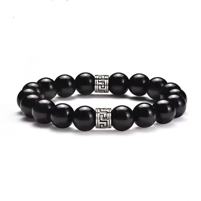 Obsidian Pi Xiu Bracelet｜Midnight Cosmos·Silver Glyphs——Your Portable Energy Field