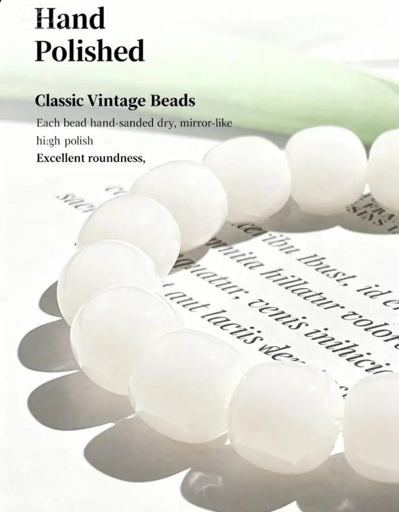 White Jade Bodhi Seed Meditation Bracelet