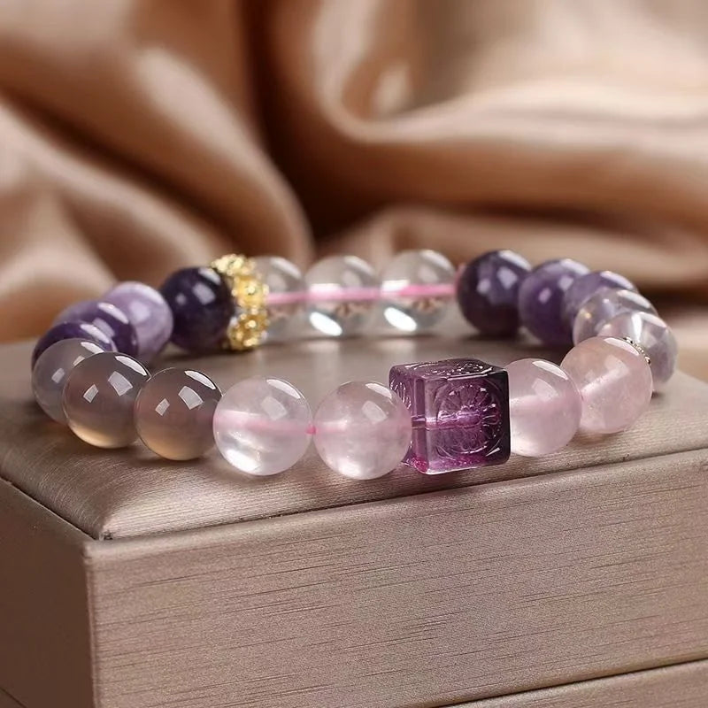 Cube Amethyst Bracelet｜Tibetan Magic Cube · Artisan-Cut Energy Sugar