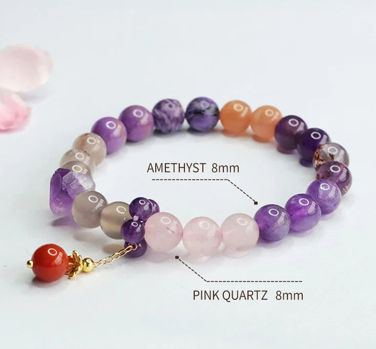 Amethyst & Rose Quartz Duo｜Himalayan Twin Glow · Gentle Energy Strand