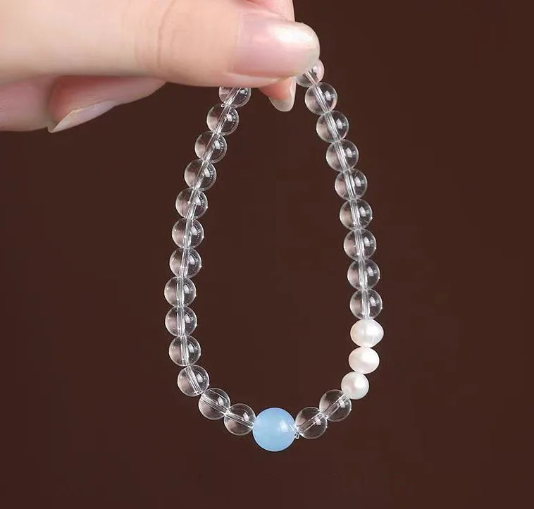Clear Quartz & Blue Quartz Bracelet