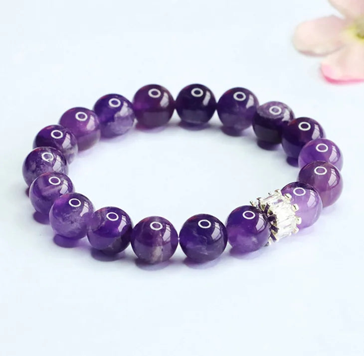 Amethyst & Zircon Bracelet｜Himalayan Starlight · Tibetan Energy Guardian