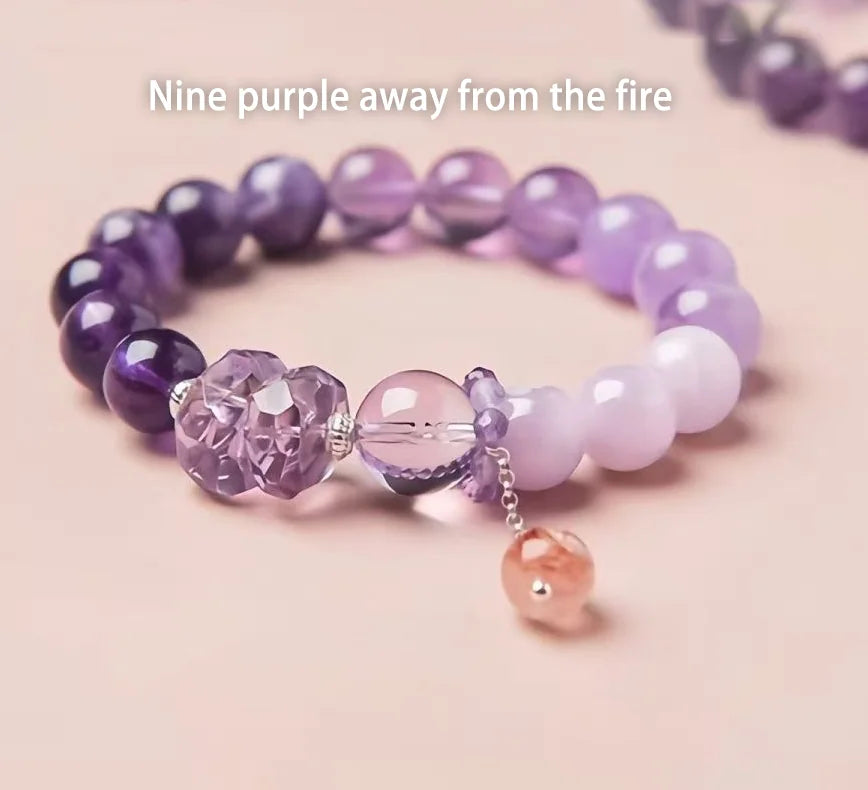 Nine Purple Fire Bracelet｜Sunset-Infused Amethyst · Tibetan Artisan Energy