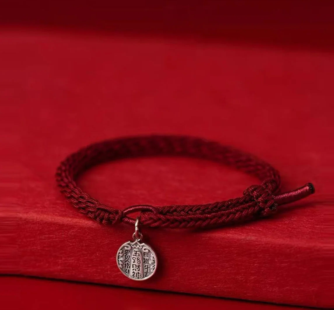 Tibetan-Style Red Handwoven Bracelets