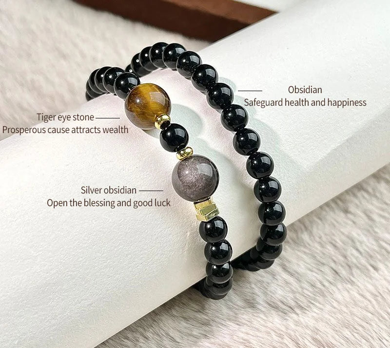 Obsidian Tiger Eye Double Strand｜Highland Craft · Stone Duet