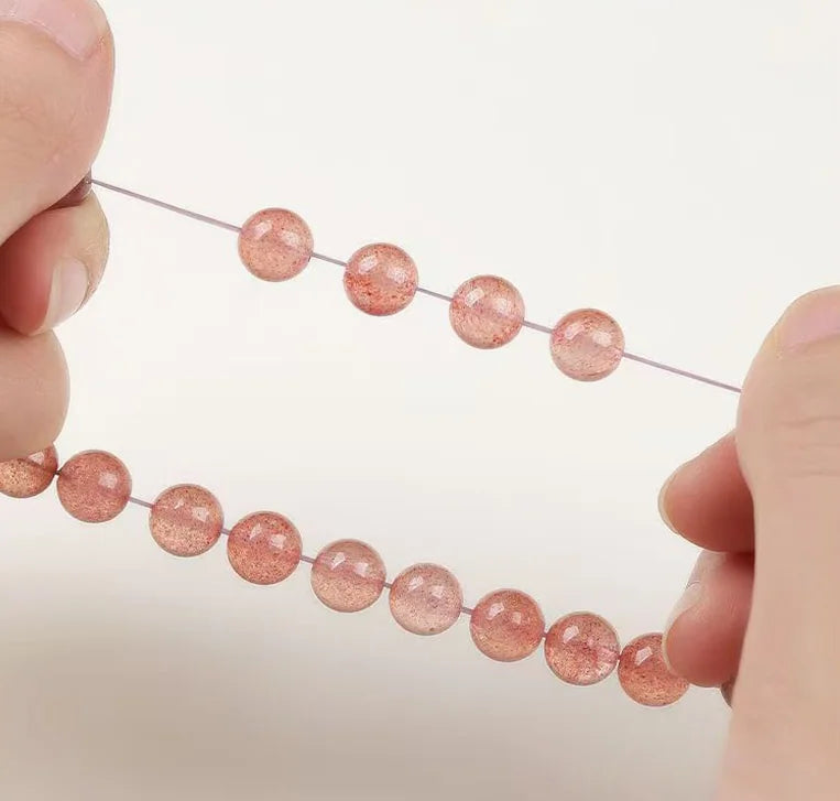 Hand-strung Strawberry Quartz & Blue Jade Mala