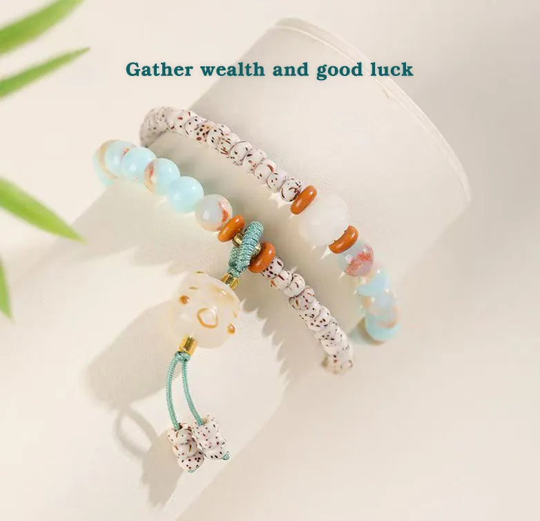 [Jade Feline Fortune] Ladies Crescent Moon Bodhi & Larderite Bracelet｜Royal Mine Beckoning Cat, Quantum Wealth Resonance   