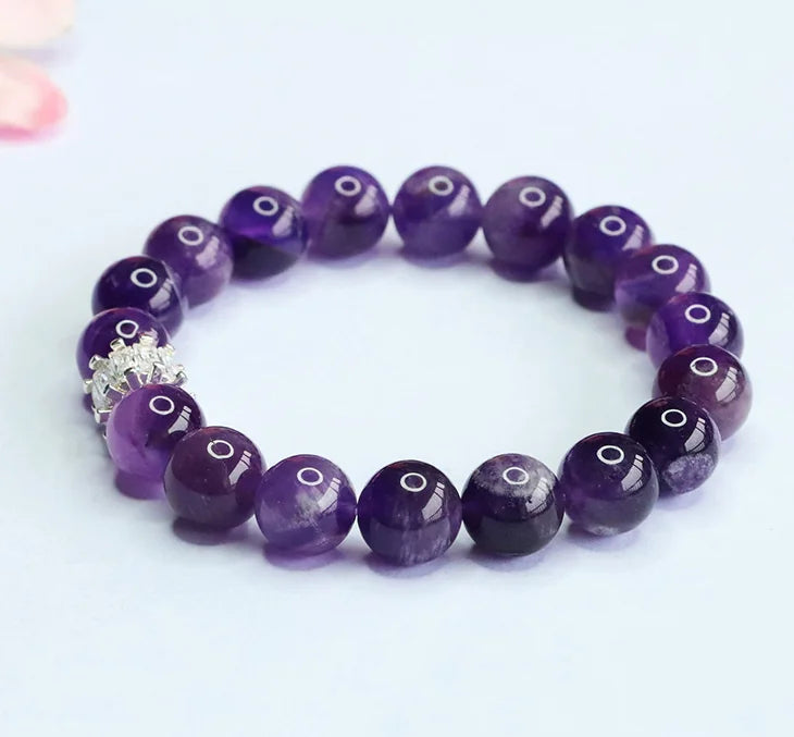 Amethyst & Zircon Bracelet｜Himalayan Starlight · Tibetan Energy Guardian