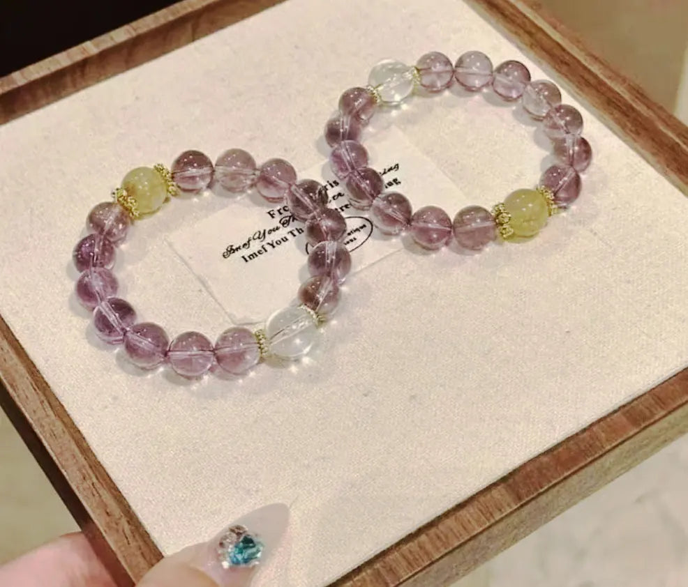 Purple Star River｜Amethyst·Citrine·Clear Quartz Trio Energy Bracelet