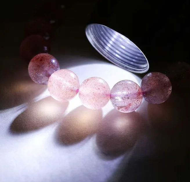 Hand-strung Strawberry Quartz & Blue Jade Mala