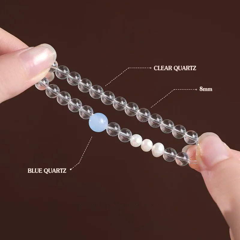 Clear Quartz & Blue Quartz Bracelet