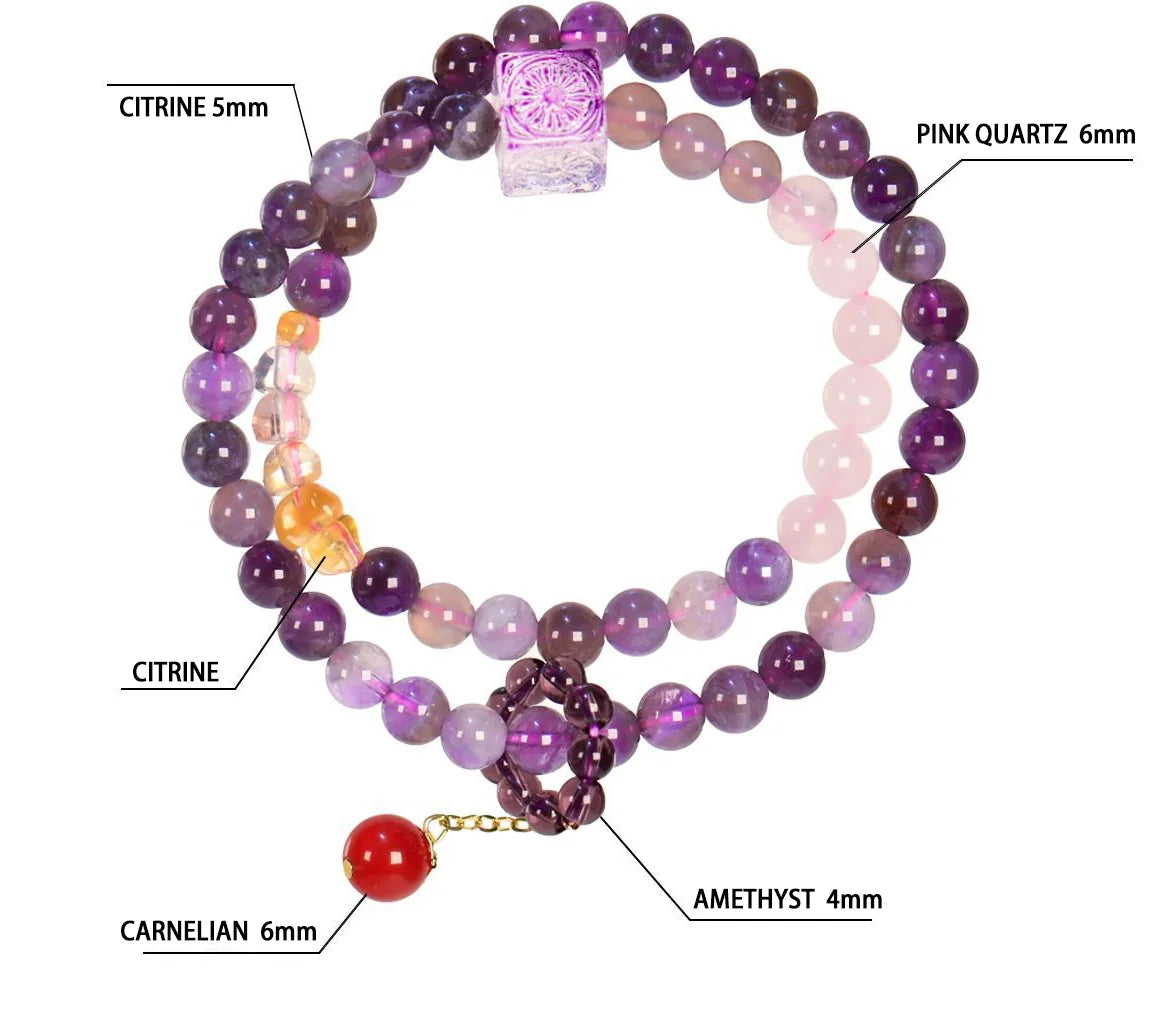 Geometric Amethyst Double Strand｜Tibetan Crystal Cubes · Energy Duo