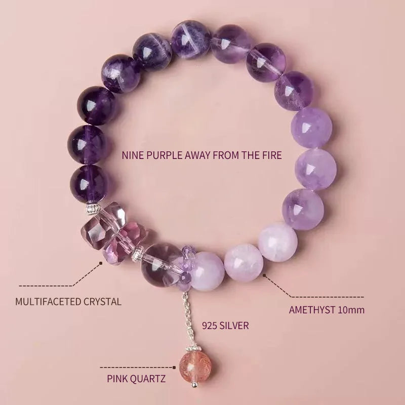 Nine Purple Fire Bracelet｜Sunset-Infused Amethyst · Tibetan Artisan Energy