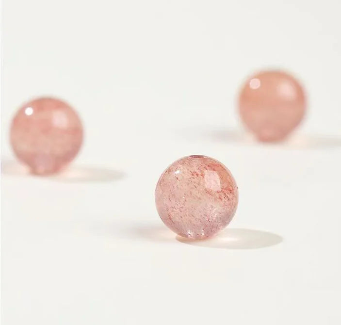 Hand-strung Strawberry Quartz & Blue Jade Mala