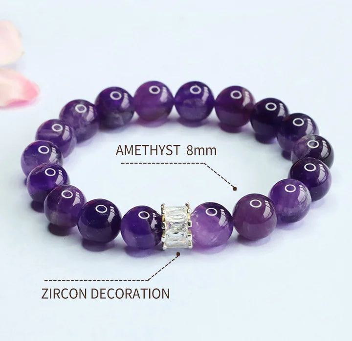 Amethyst & Zircon Bracelet｜Himalayan Starlight · Tibetan Energy Guardian