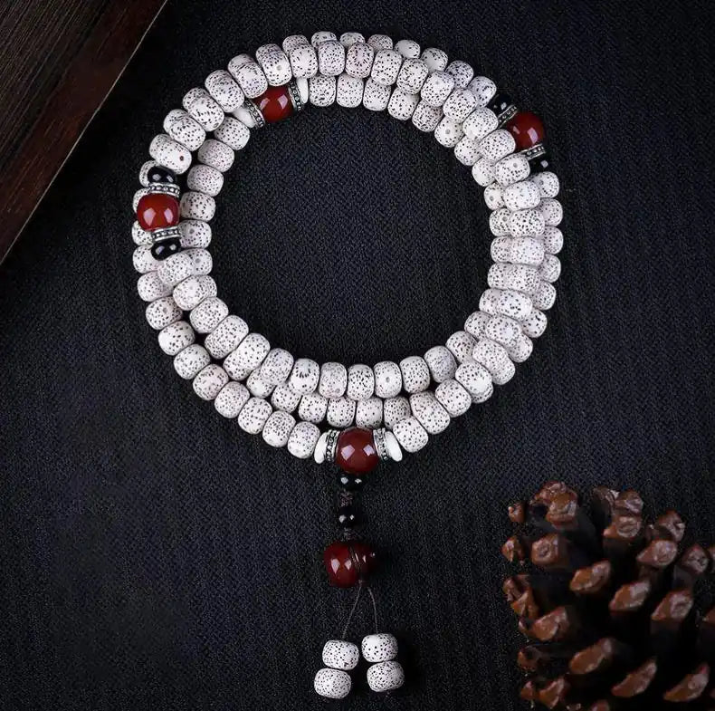 [Serenity · Awareness] 108-Piece Nepalese Crescent Moon Bodhi Seed Mala Bracelet | Natural Zen Aura, Portable Spiritual Connection